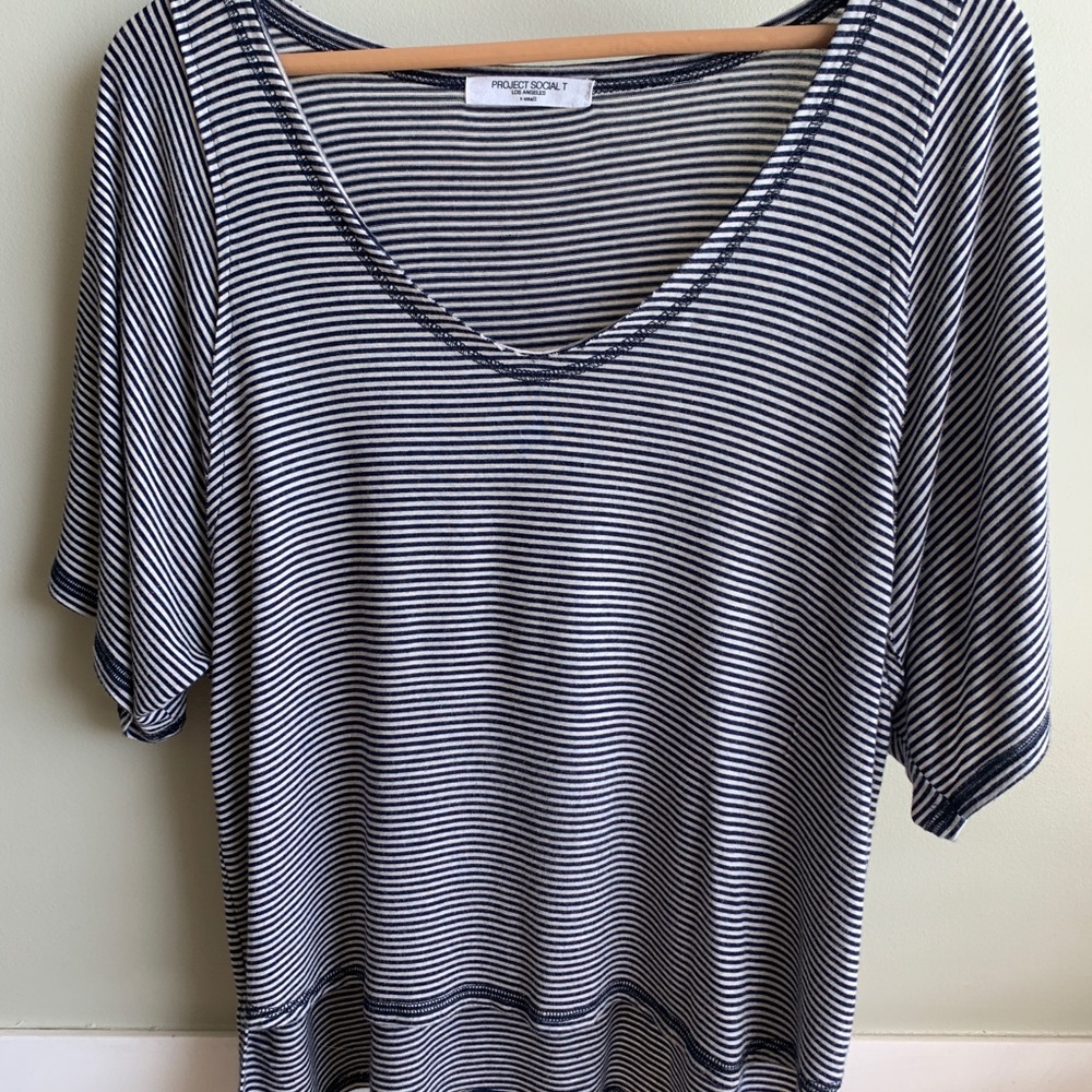 Project Social-T Navy and Tan Stripe